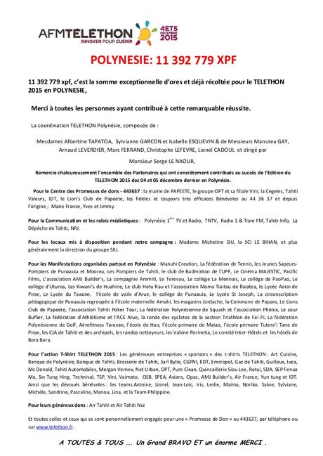 Courrier remerciements