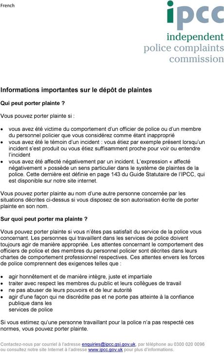 Informations importantes sur le dépôt de plaintes - PDF ...