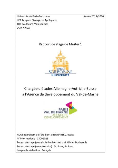 réponse négative stage Rapport de stage Agence de développement du Val-de-Marne