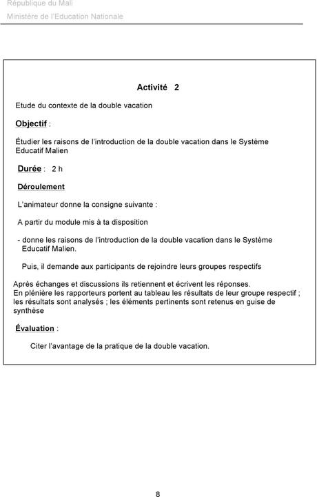 MODULE CLASSE A DOUBLE VACATION - PDF Téléchargement Gratuit