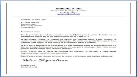 Le formulaire de demande Recrutement d'emploi et son contenu