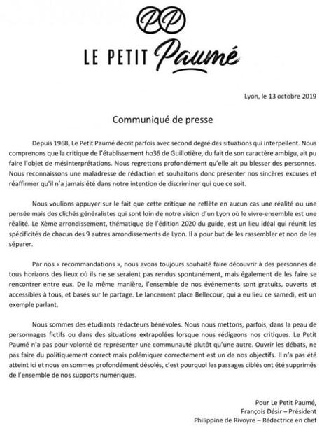 À Lyon, le Petit Paumé présente ses excuses après un article ...