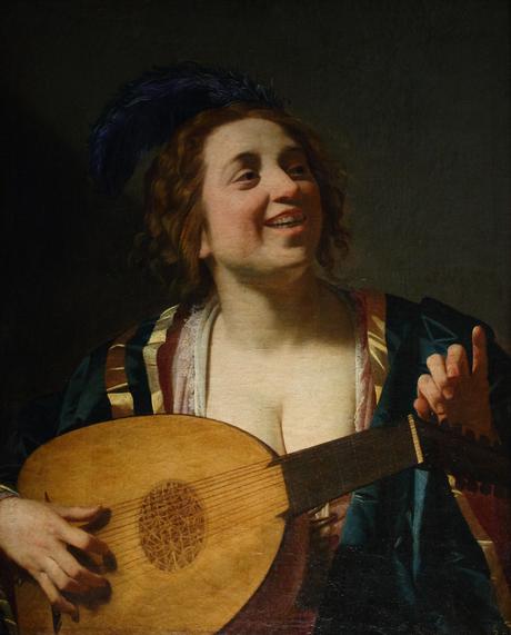 Honthorst 1624 Femme accordant son luth Louvre