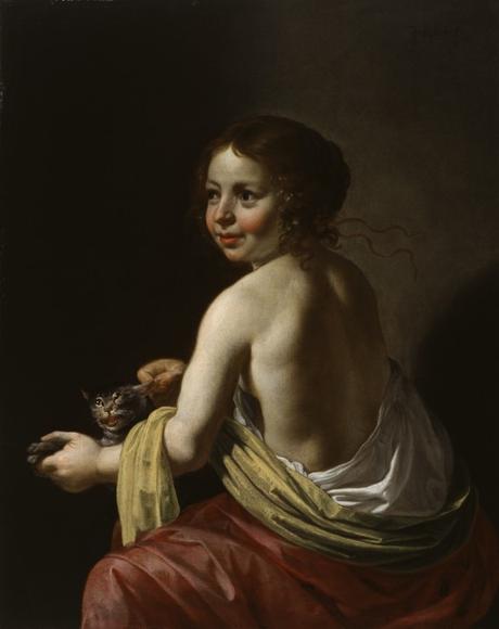 Van Bijlert 1635-45 Femme au chat Walters art museum baltimore 41.5 x 33 cm