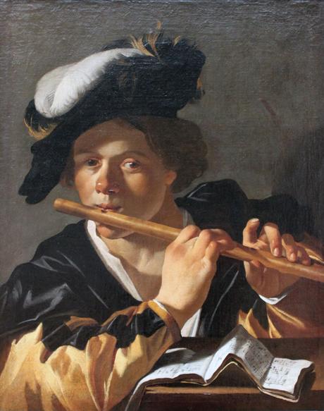 Dirck van Baburen,1620. Joueur de flute, Berlin, Gemaldegalerie