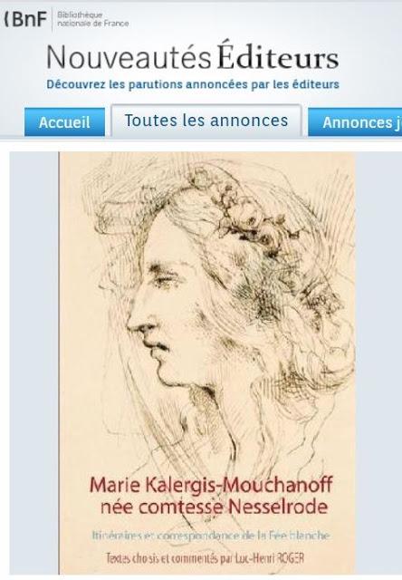 Marie Kalergis-Mouchanoff annoncée par la Bibliothèque nationale de France