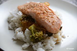Saumon brocolis d'inspiration japonaise