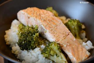 Saumon brocolis d'inspiration japonaise
