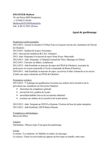 lettre de motivation gardiennage  Paperblog