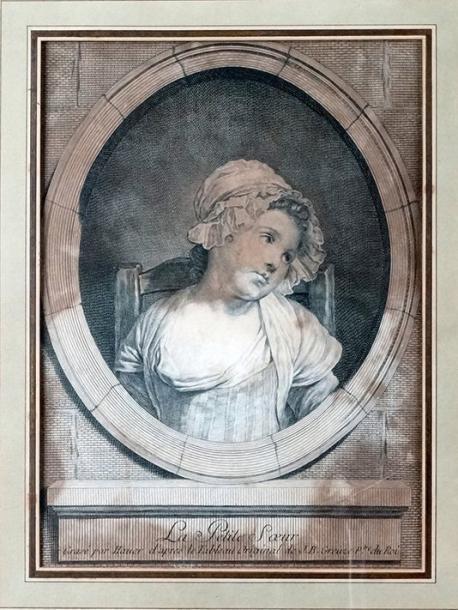 Greuze 1770-1779 La petite soeur gravure de Hauer