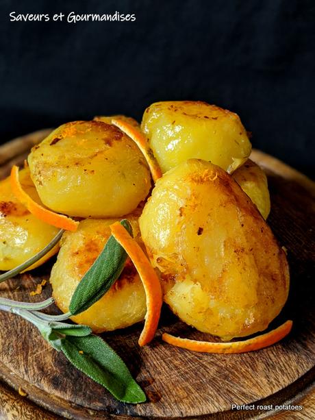 Perfect roast potatoes 2  de Jamie Oliver ( à la sauge et au zeste de Clémentine).