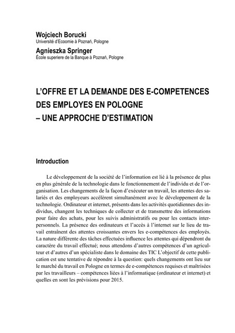 PDF) L'offre et la demande des e-competences des employes en ...