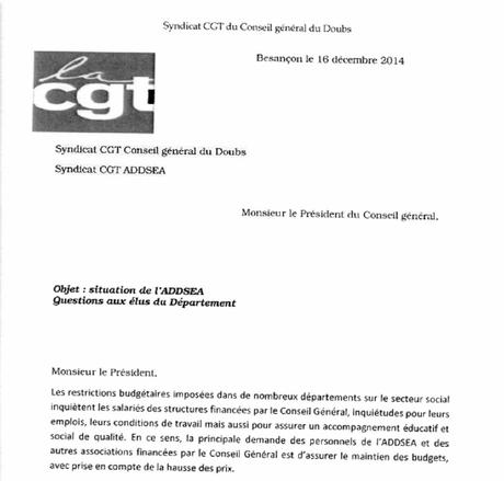 Lettre au président du Conseil Général des syndicats CGT du ...