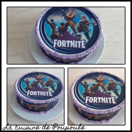 Gâteau Fortnite (molly cake au chocolat, ganache noix de coco)