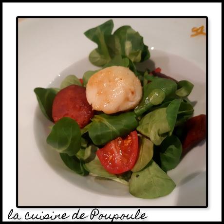 Salade de mâche au St Jacques, orange et gingembre