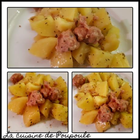 Pommes de terres et saucisse de Toulouse au Vin blanc Pommes de terres et saucisse de Toulouse au Vin blanc