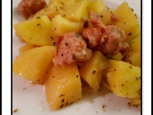 Pommes de terres et saucisse de Toulouse au Vin blanc Pommes de terres et saucisse de Toulouse au Vin blanc