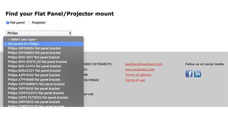 Utilisez le configurateur Audipack pour trouver votre support pour moniteur ou vidéoprojecteur