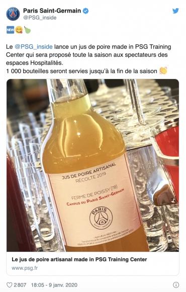 Le PSG lance son jus de poire bio, local et artisanal