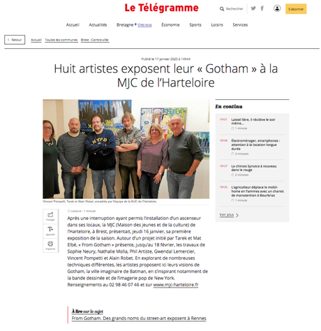 Un article dans Le Télégramme Un article dans Le Télégramme