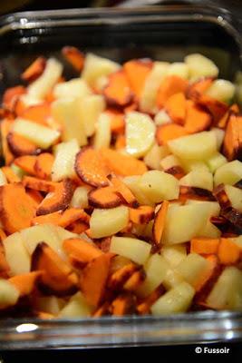 Rouget à la peau croustillante et salade condiment de carottes anciennes