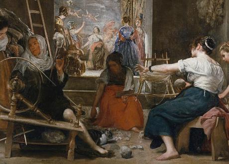 Velazquez 1657 las_hilanderas Prado detail deux fileuses