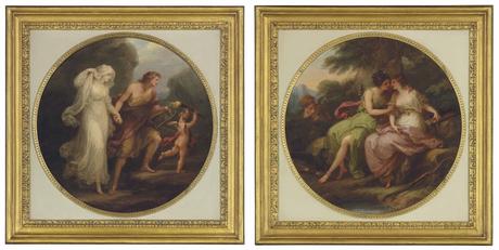 angelica kauffman orpheus_and_eurydice_and_jupiter_in_the_guise_of Diana, and Callisto gravures de Burke 1782 coll priv