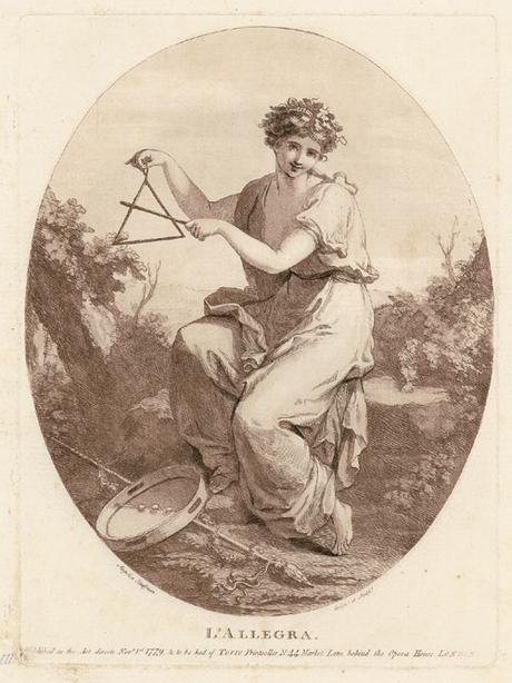 Angelica Kauffmann 1779 L'Allegra gravure de Bartolozzi da pres un dessin