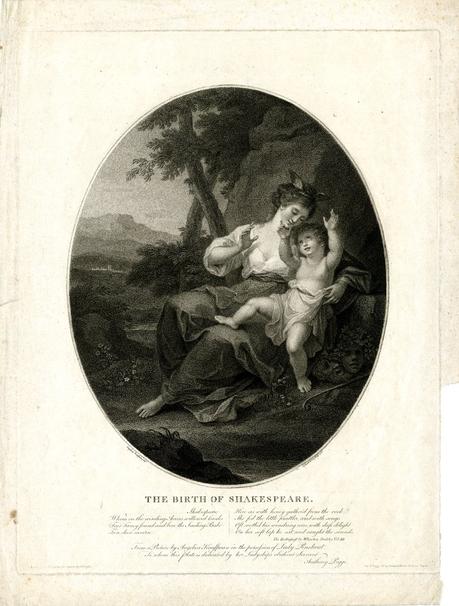 angelica kauffman 1782 The birth of Shakespeare gravure Bartolozzi de Bristish Museum
