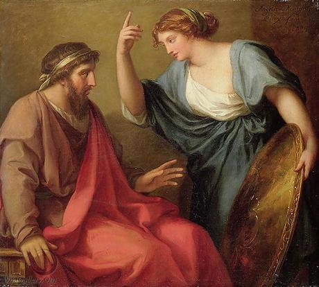 Angelica Kauffmann 1794b Egeria Handing Numa Pompilius His Shield coll priv