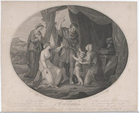 Angelica Kauffmann 1782 coriolanus The God of Soldiers, to shame invulnerable... (Shakespeare, Coriolanus, Act 5) gravure de 1785