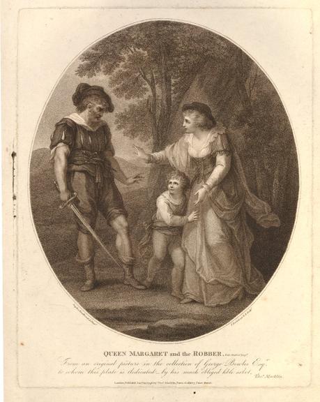 Angelika Kauffmann 1789 La reine d'Angleterre Marguerite d'Anjou et la brigand gravure de Bartolozzi, 1798 British Museum