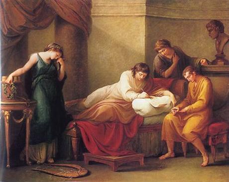 Angelica Kauffmann 1785 Bowles Virgil Writing his own Epitaph at Brundisium 99 x 126 cm, Peter Walsh Collection