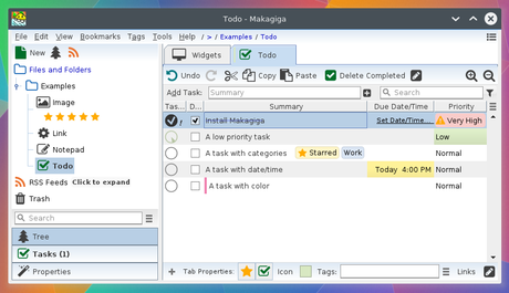 Makagiga - gestionnaire de tâches, lecteur RSS, bloc-notes, widgets, visualiseur d'image