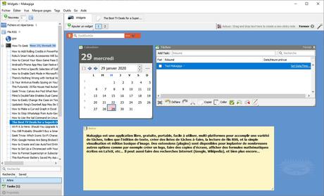 Makagiga - gestionnaire de tâches, lecteur RSS, bloc-notes, widgets, visualiseur d'image