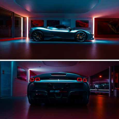 PHOTOGRAPHIE : Le Clair-Obscure Vs Voitures par Rudolf Van der Ven ! FerrariSF90