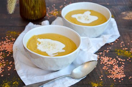 Velouté de lentilles corail au lait de coco