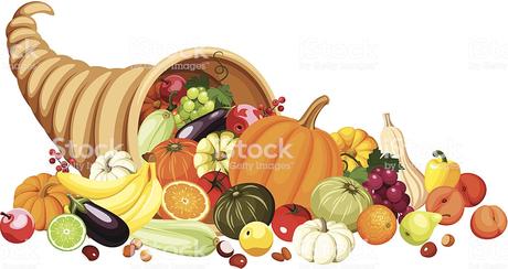 autumn-cornucopia-with-fruits-and-vegetables-vector-vector-id450973675