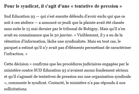 Non-mixité et antiracisme : @jmblanquer se prend une baffe (judiciaire) par @SudEducation93 (joie !) #racismedetat Non-mixité et antiracisme : @jmblanquer se prend une baffe (judiciaire) par @SudEducation93 (joie !) #racismedetat