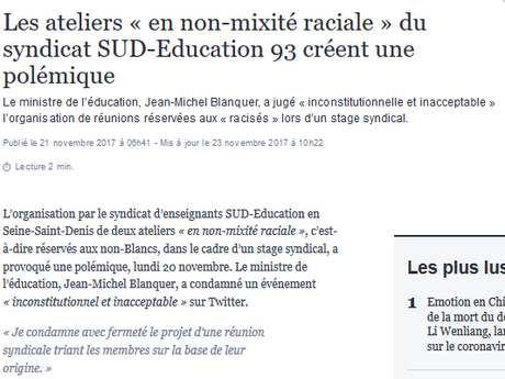 Non-mixité et antiracisme : @jmblanquer se prend une baffe (judiciaire) par @SudEducation93 (joie !) #racismedetat Non-mixité et antiracisme : @jmblanquer se prend une baffe (judiciaire) par @SudEducation93 (joie !) #racismedetat