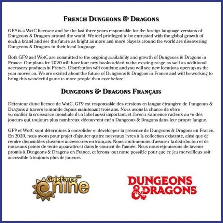 D&D en Français – Partenariat Gale Force Nine/Asmodee
