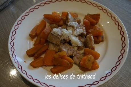 Filet de veau au lait de coco et patates douces rôties