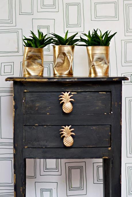 20 idées pour un cache-pot DIY cache pot conserve doré style industriel meuble bois poignet ananas - blog déco - clem around the corner