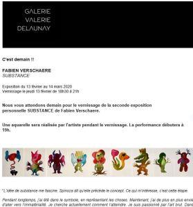 Galerie Valerie Delaunay  -exposition Fabien Verschaere « Substance » à partir du 13 Février 2020