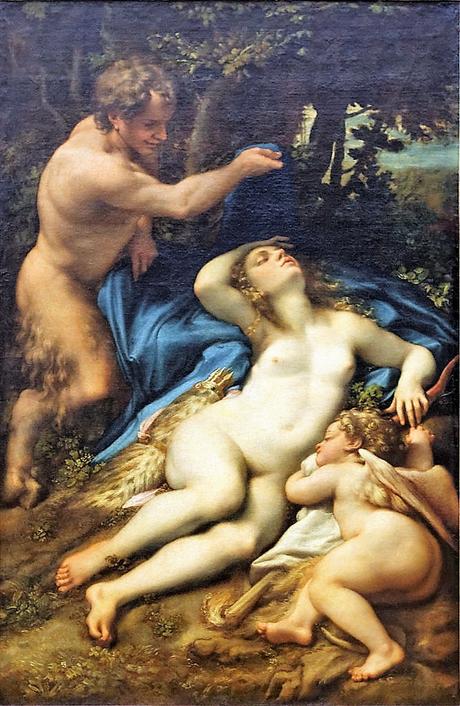 Correge 1525 ca Venus_et_l'Amour_decouverts_par_un_satyre Louvre 1,8 x 1,2 m