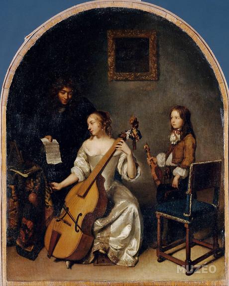 Netscher la_lecon_de_basse_de_viole 1664 Louvre