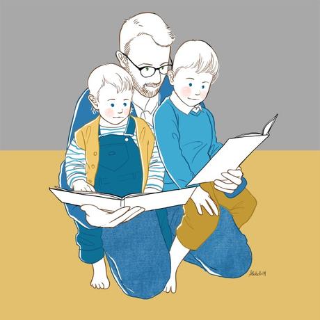 portrait de famille belette stylisé papa et enfants