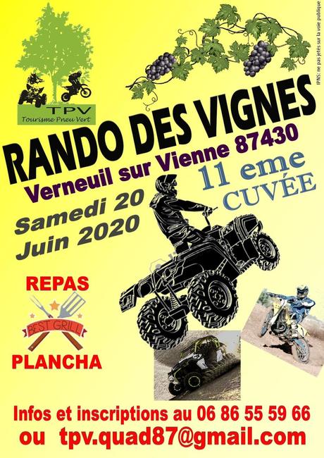 11 ème Rando des Vignes du TPV, le samedi 20 juin 2020 à Verneuil sur Vienne (87) 11 ème Rando des Vignes du TPV, le samedi 20 juin 2020 à Verneuil sur Vienne (87)