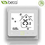 Meilleur chauffage intelligent BECA 002 Series 3 / 16A Écran tactile LCD Eau/Électrique/Chauffage de la chaudière Thermostat de contrôle de programmation intelligent avec connexion WIFI (Chauffage électrique, Plein blanc)