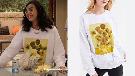 THE EXPANDING UNIVERSE OF ASHLEY GARCIA :  Ashley’s Sunflowers print sweatshirt in S1E05